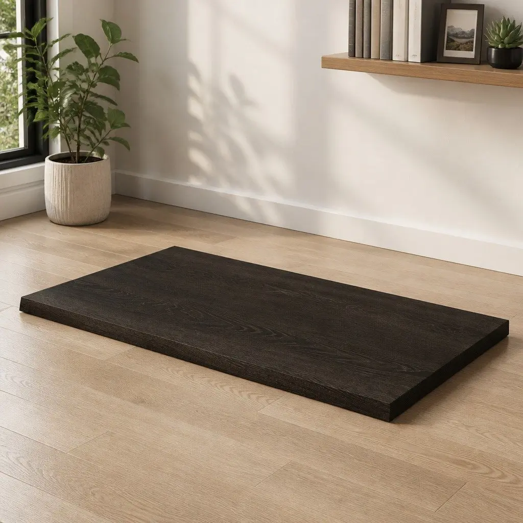 Solid Oak Wood Table Top 100x50cm Dark Brown Treated Replacement DIY Furniture