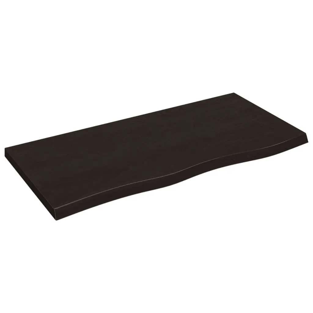 Solid Oak Wood Table Top 100x50cm Dark Brown Treated Replacement DIY Furniture