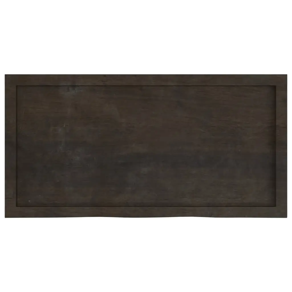 Solid Oak Wood Table Top 100x50cm Dark Brown Treated Replacement DIY Furniture