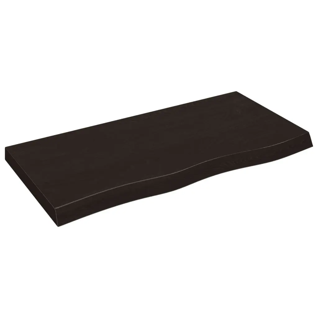 Dark Brown Solid Oak Wood Table Top 100x50x6 cm