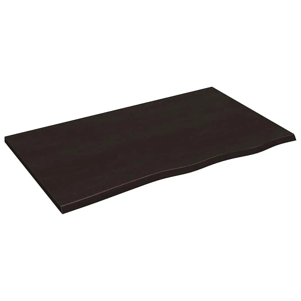 Table Top Dark Brown Solid Oak Wood 100x60 cm Handcrafted Live Edge