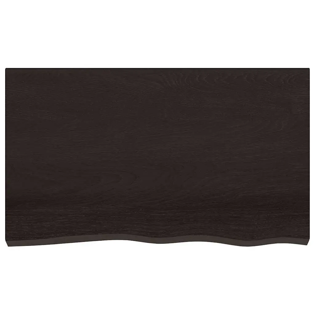 Table Top Dark Brown Solid Oak Wood 100x60 cm Handcrafted Live Edge
