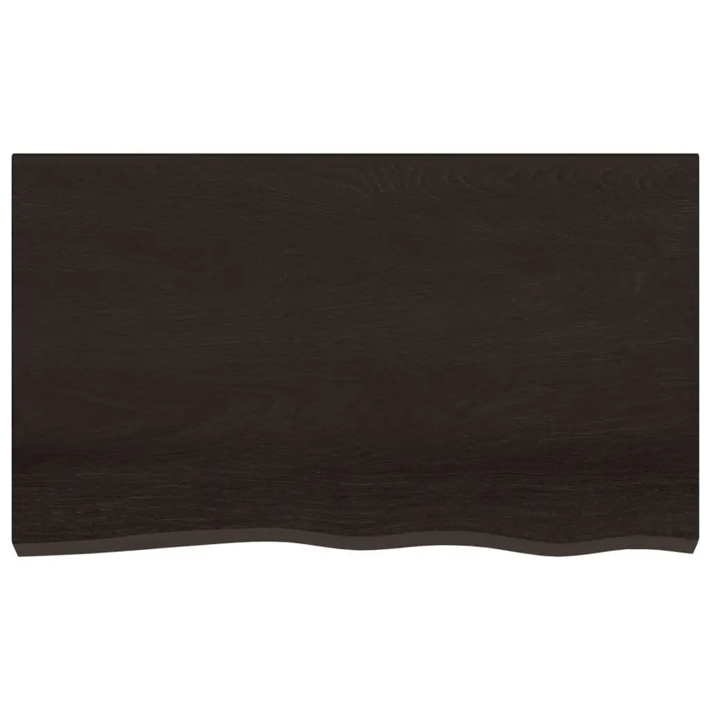 Dark Brown Solid Oak Wood Table Top 100x60x4 cm