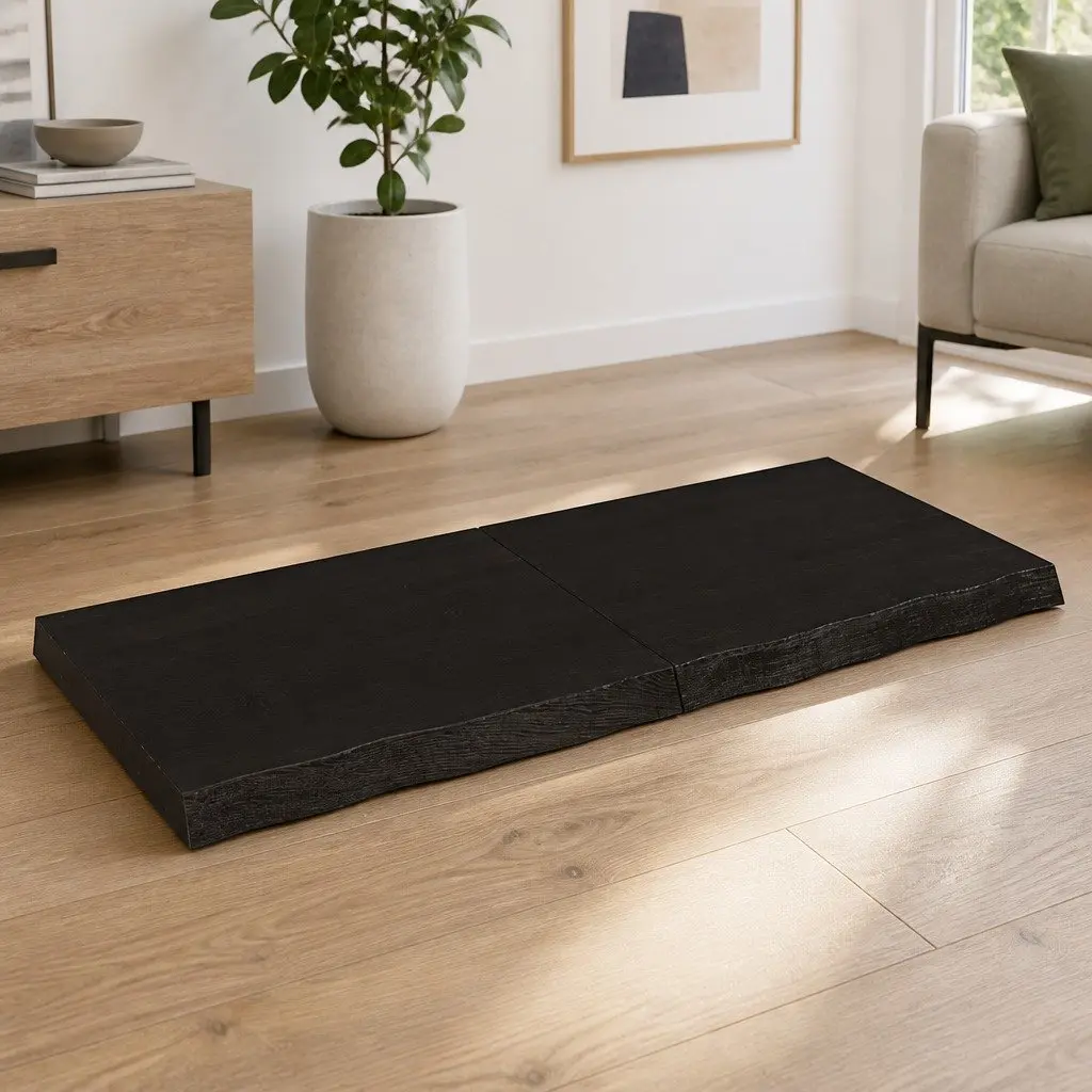 Solid Oak Wood Table Top 120x50cm Dark Brown Treated Replacement Board Folding