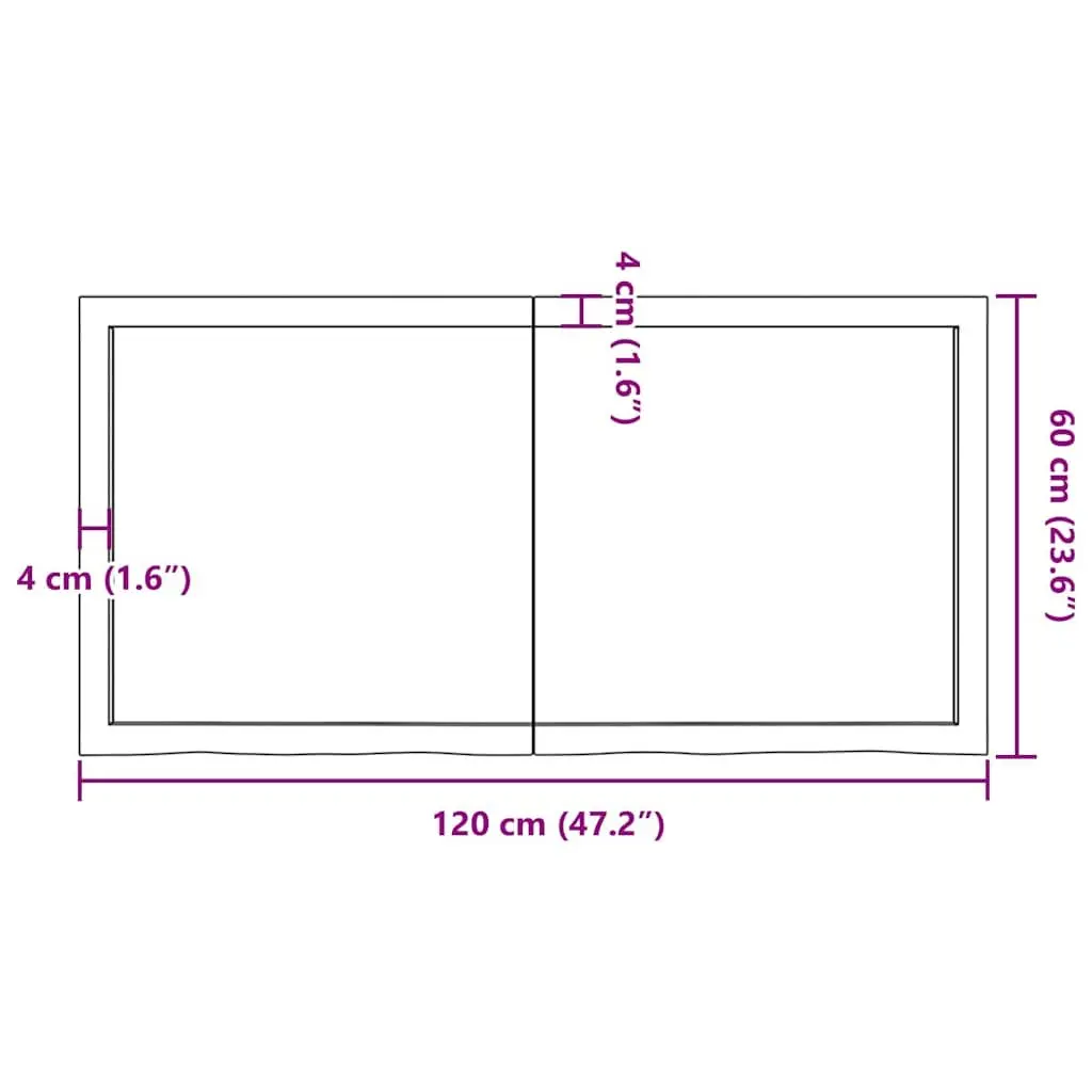 Dark Brown Solid Oak Wood Folding Tabletop 120x60cm