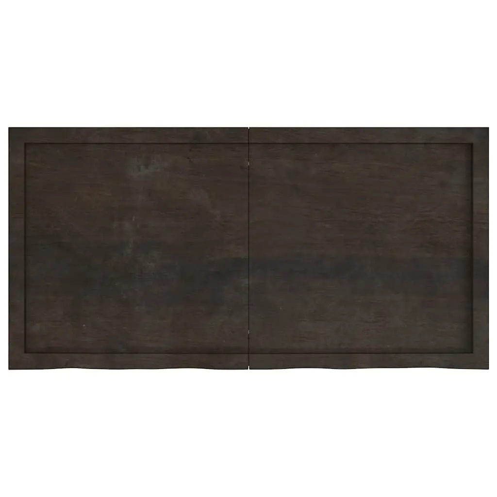 Solid Oak Wood Folding Tabletop Live Edge Dark Brown 120x60cm