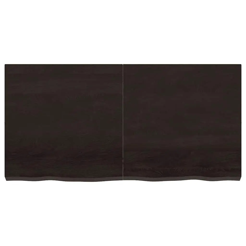 Solid Oak Wood Folding Tabletop Live Edge Dark Brown 120x60cm