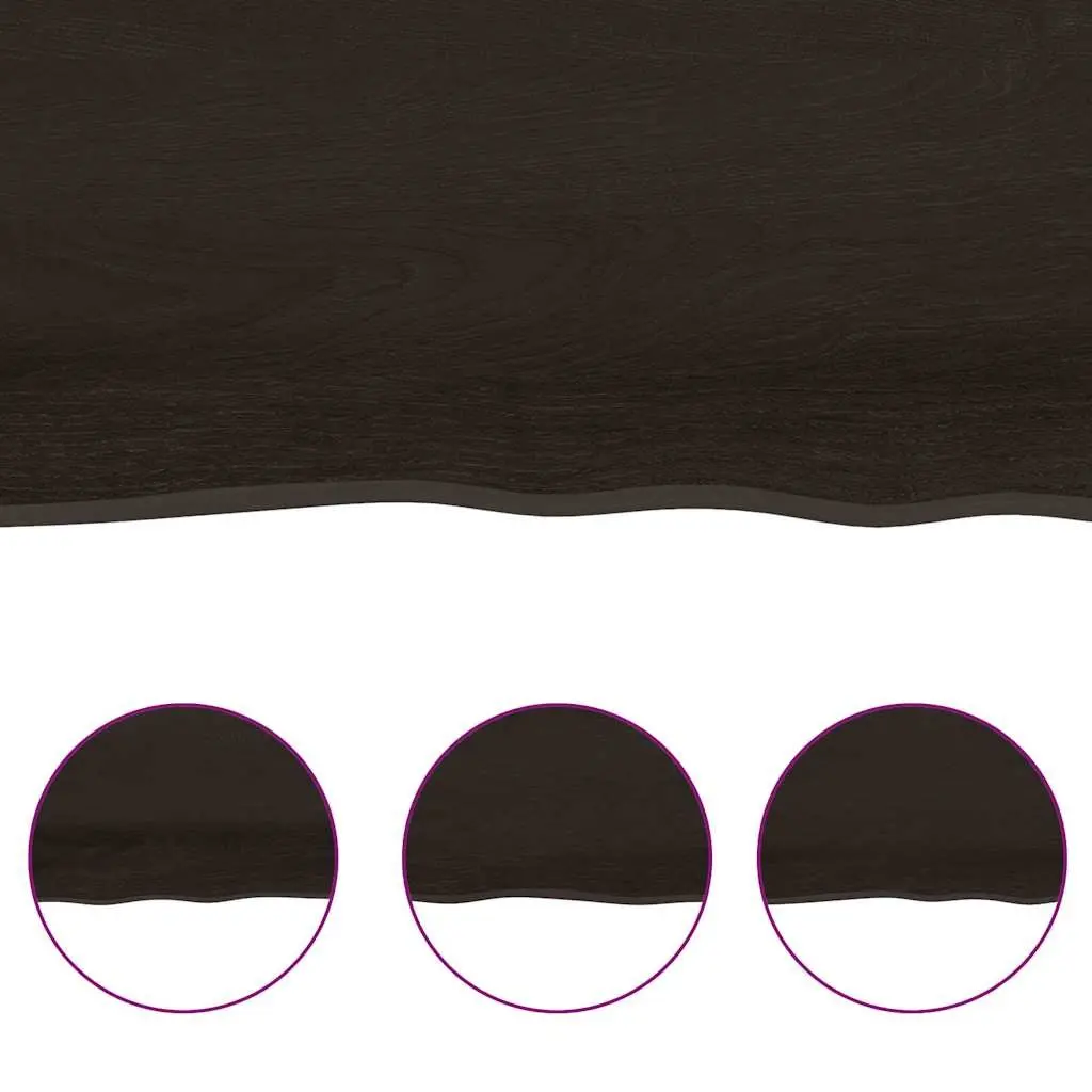 Solid Oak Wood Folding Tabletop Live Edge Dark Brown 120x60cm