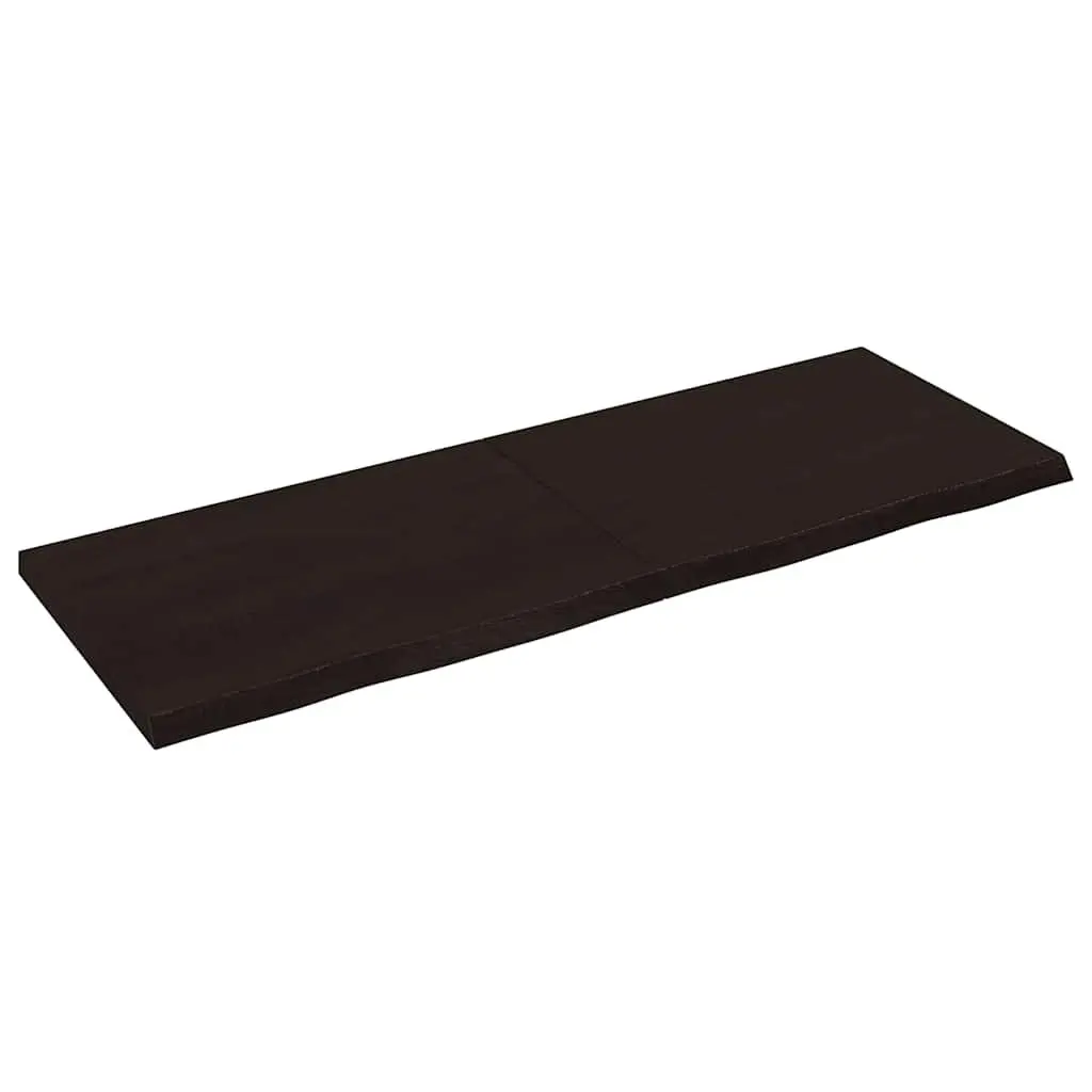 Solid Oak Wood Table Top Dark Brown 140x50cm Treated Handmade Live Edge