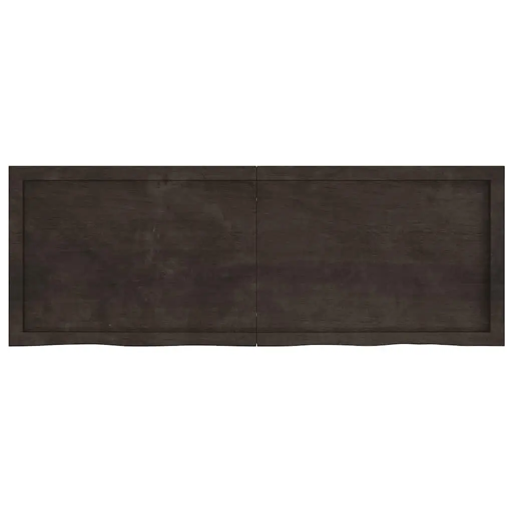 Solid Oak Wood Table Top Dark Brown 140x50cm Treated Handmade Live Edge