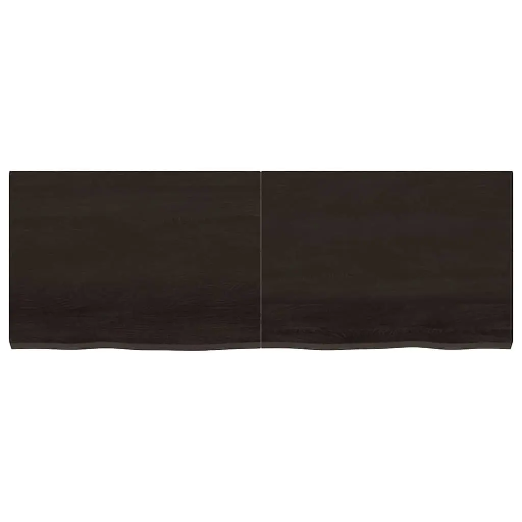 Solid Oak Wood Table Top Dark Brown 140x50cm Treated Handmade Live Edge