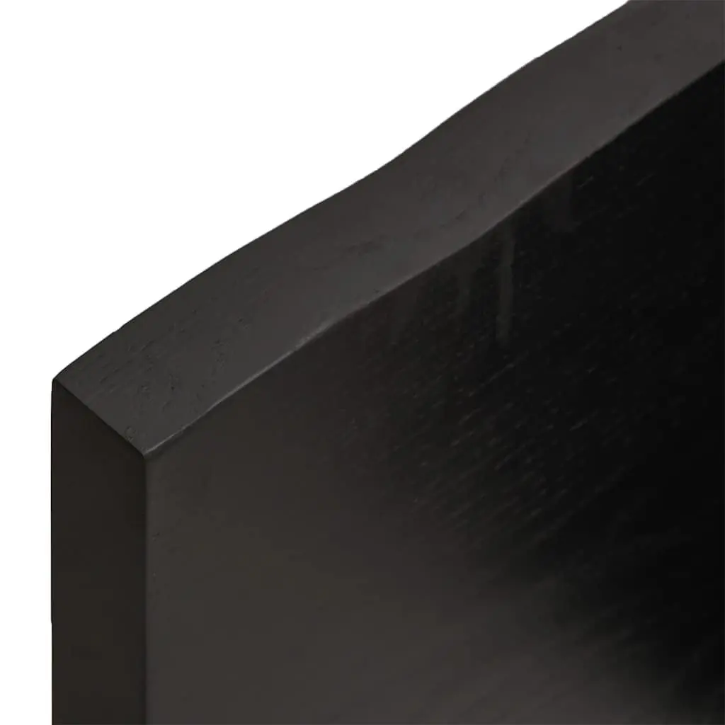 Solid Oak Wood Table Top Dark Brown 140x50cm Treated Handmade Live Edge