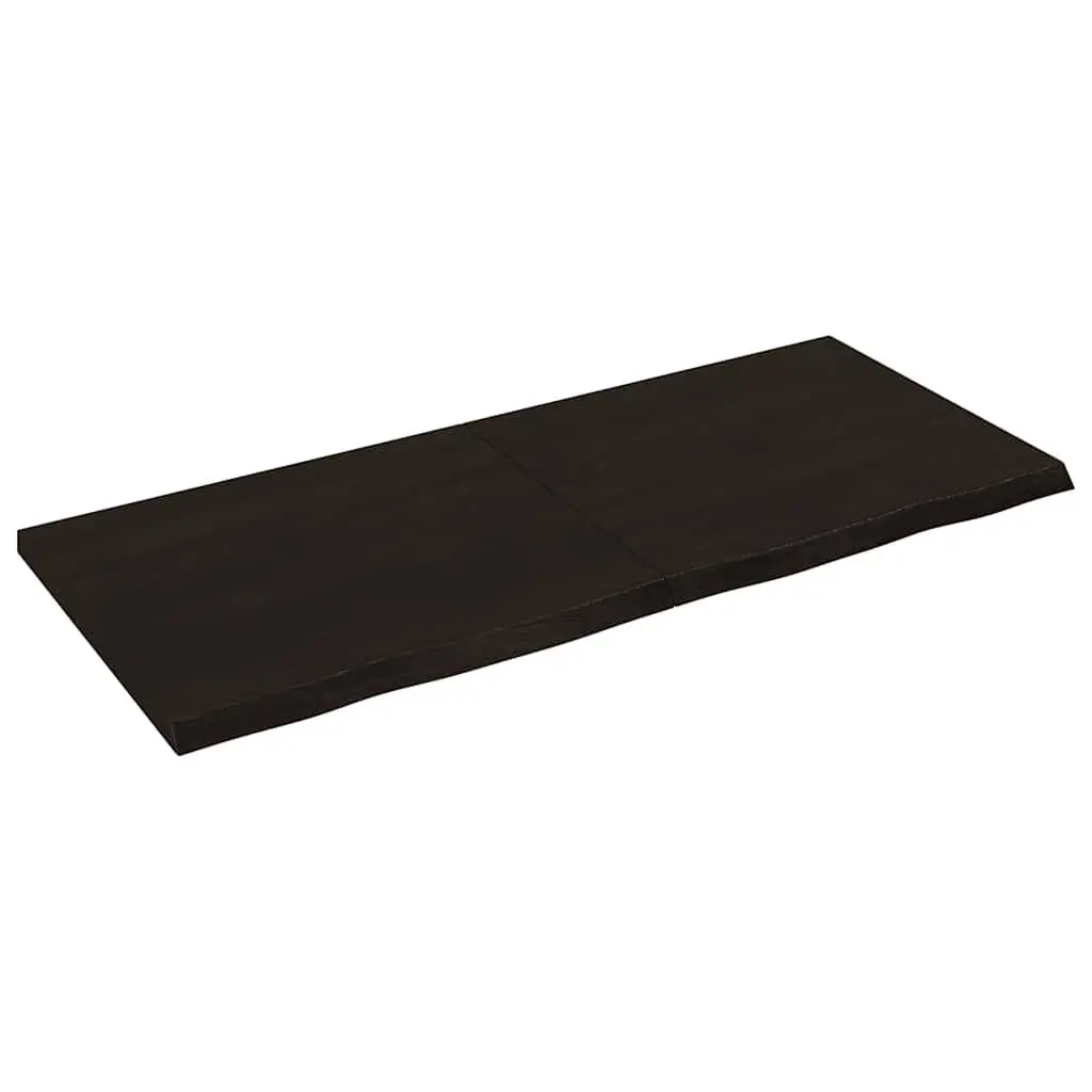 Solid Oak Wooden Table Top 140x60cm Dark Brown