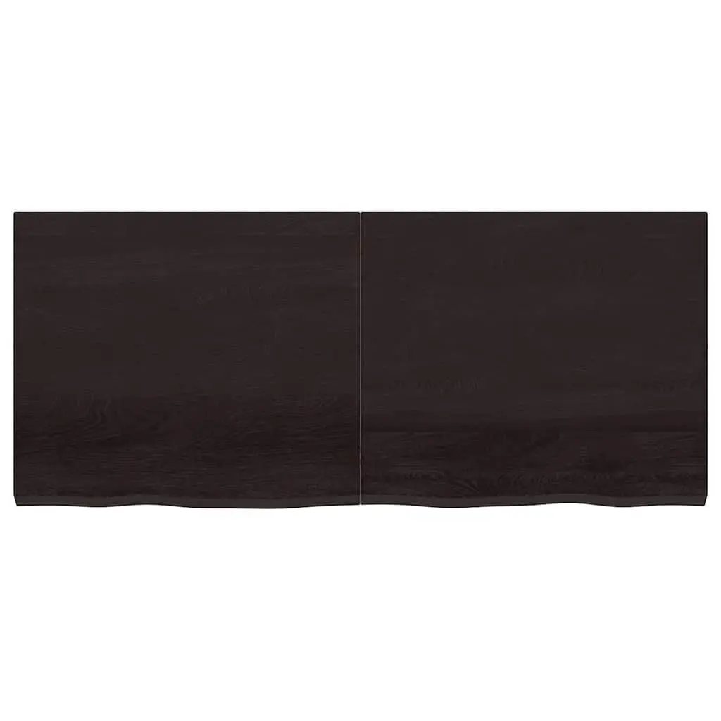 Solid Oak Wooden Table Top 140x60cm Dark Brown
