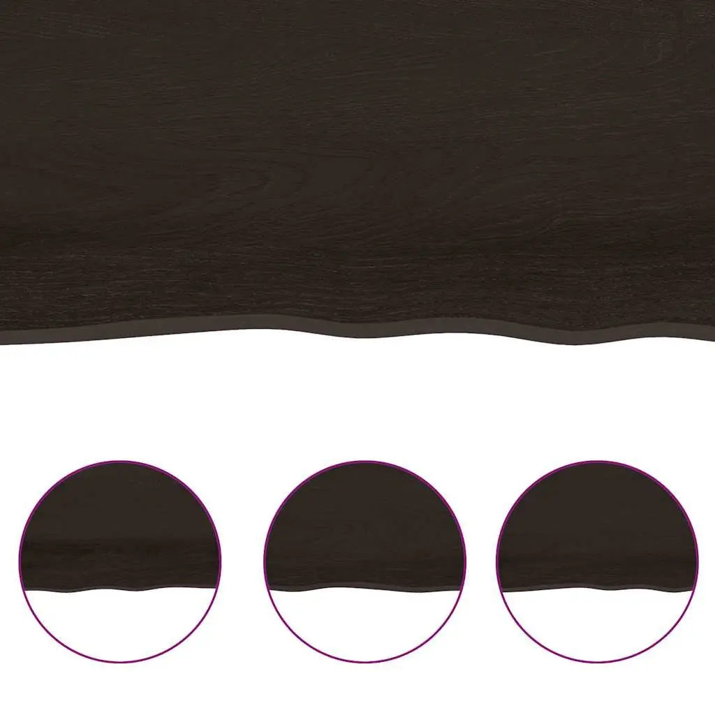 Solid Oak Wooden Table Top 140x60cm Dark Brown