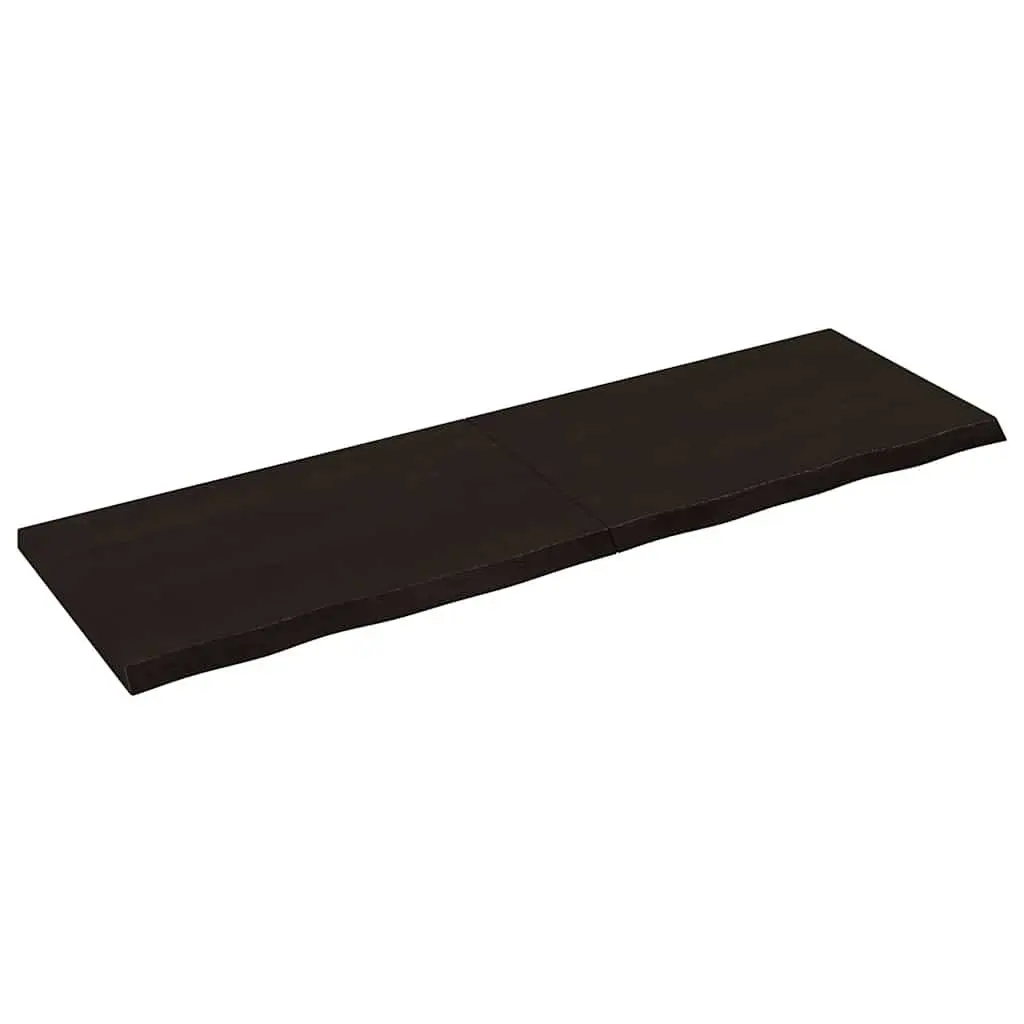 Handmade Solid Oak Wood Table Top Dark Brown 160x50x4 cm