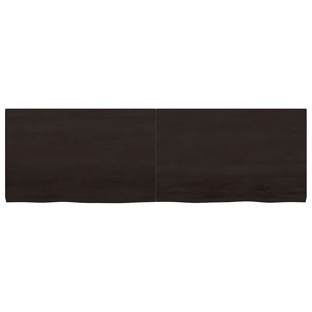 Handmade Solid Oak Wood Table Top Dark Brown 160x50x4 cm