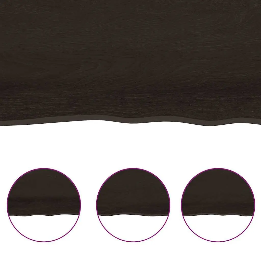 Handmade Solid Oak Wood Table Top Dark Brown 160x50x4 cm