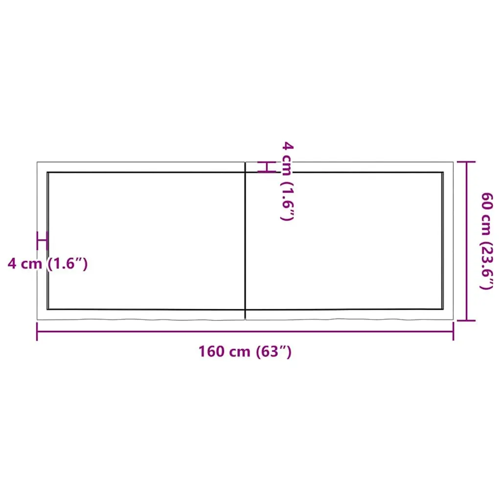Solid Oak Wood Table Top Dark Brown 160x60cm Replacement Tabletop Natural Live