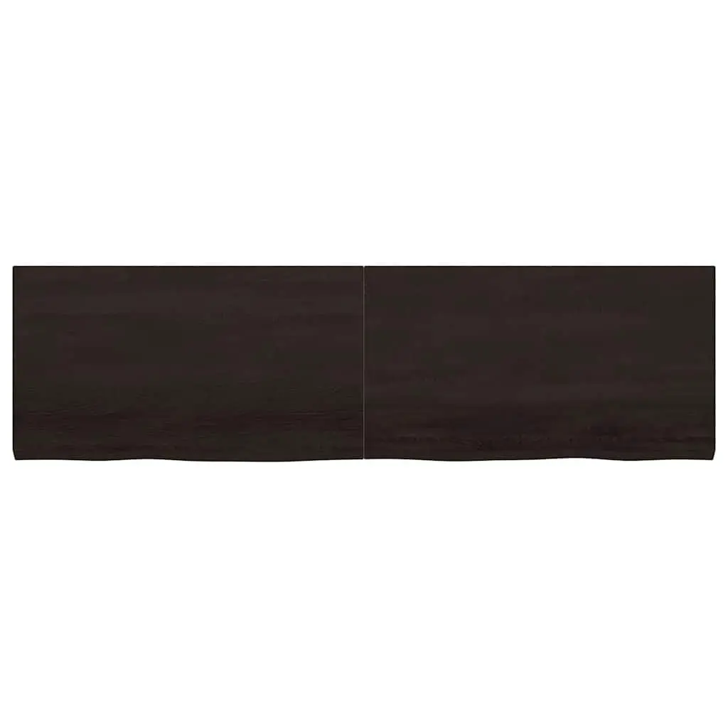 Solid Wood Table Top Live Edge Dark Brown 180x50cm Handcrafted Oak