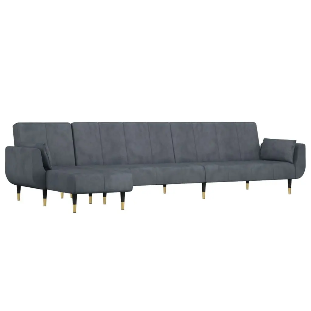 L-Shaped Sofa Bed Grey 275x140x70cm Convertible Velvet