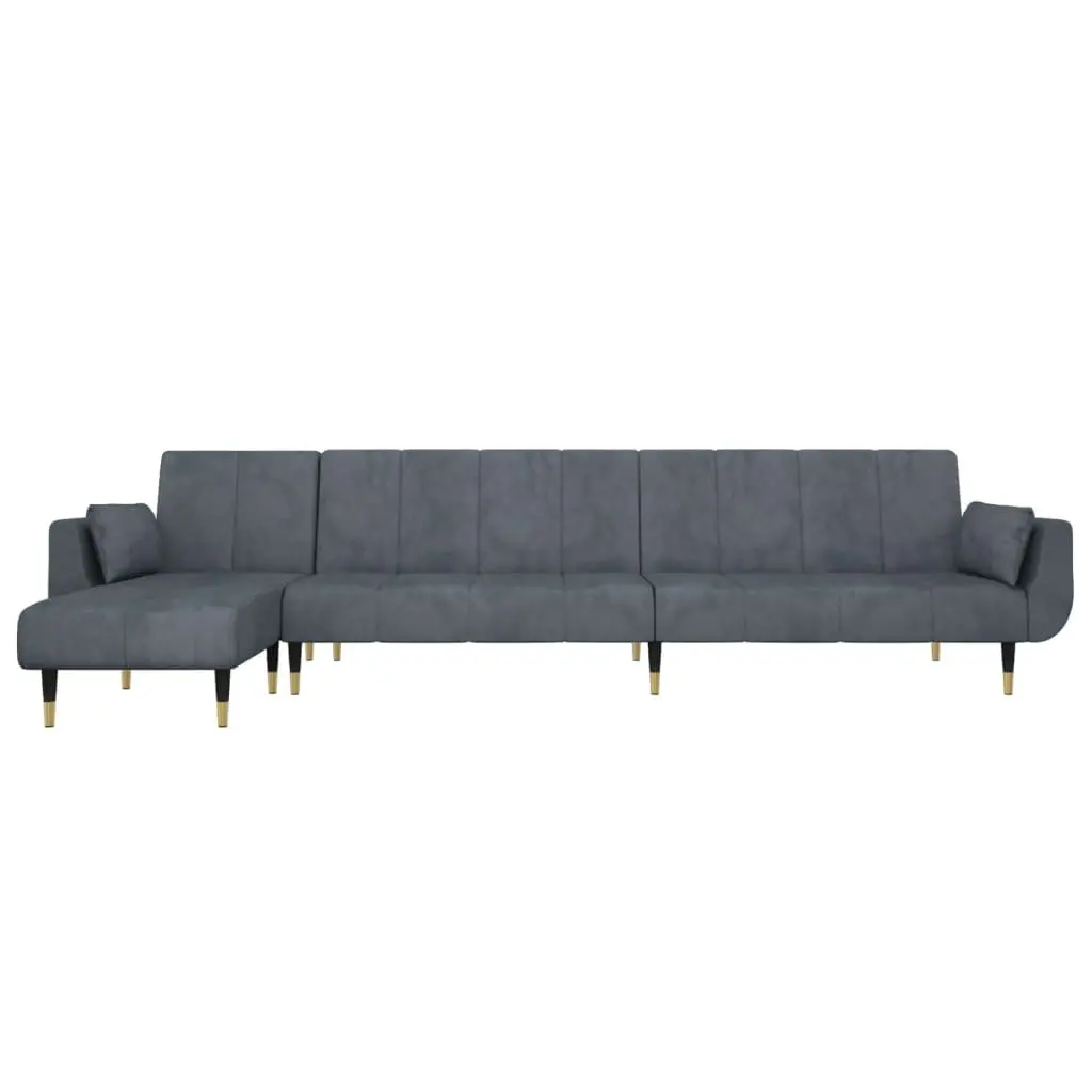 L-Shaped Sofa Bed Grey 275x140x70cm Convertible Velvet