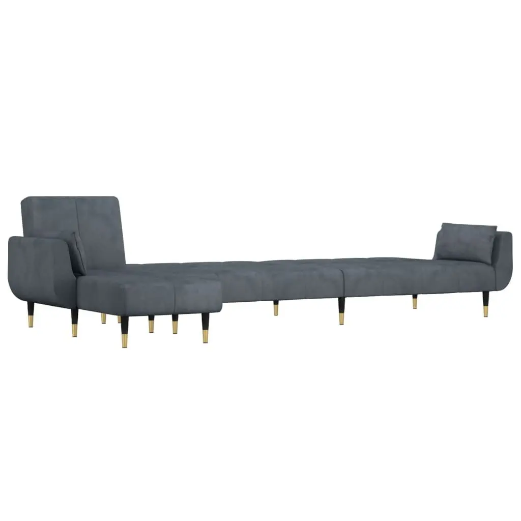 L-Shaped Sofa Bed Grey 275x140x70cm Convertible Velvet