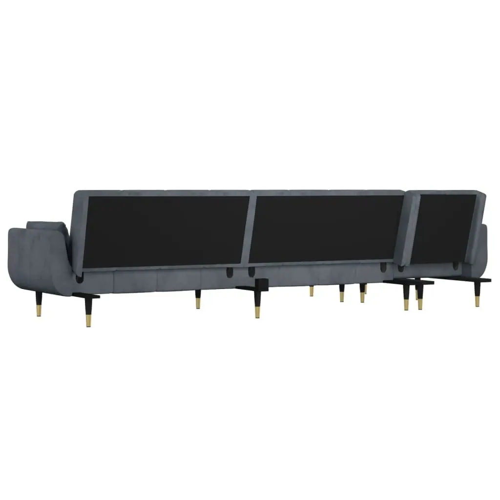 L-Shaped Sofa Bed Grey 275x140x70cm Convertible Velvet