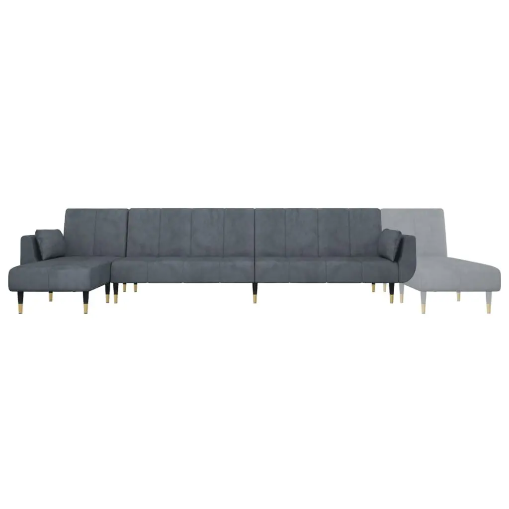 L-Shaped Sofa Bed Grey 275x140x70cm Convertible Velvet