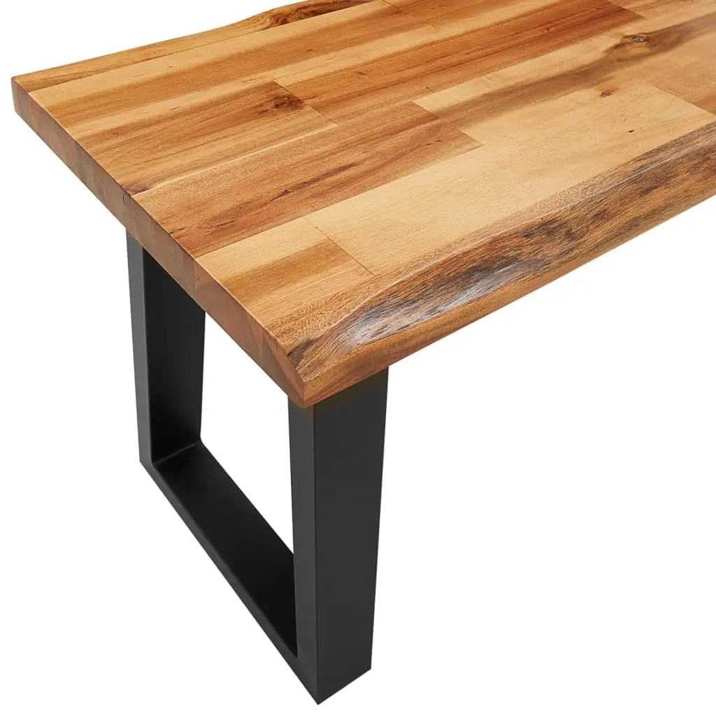 Dining Set Live Edge Acacia Wood Brown 3 Piece