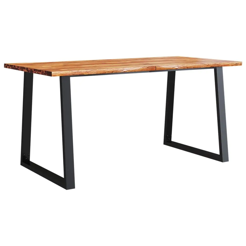 Dining Set Live Edge 3 Piece Solid Wood Acacia Brown Kitchen Table Bench Seats