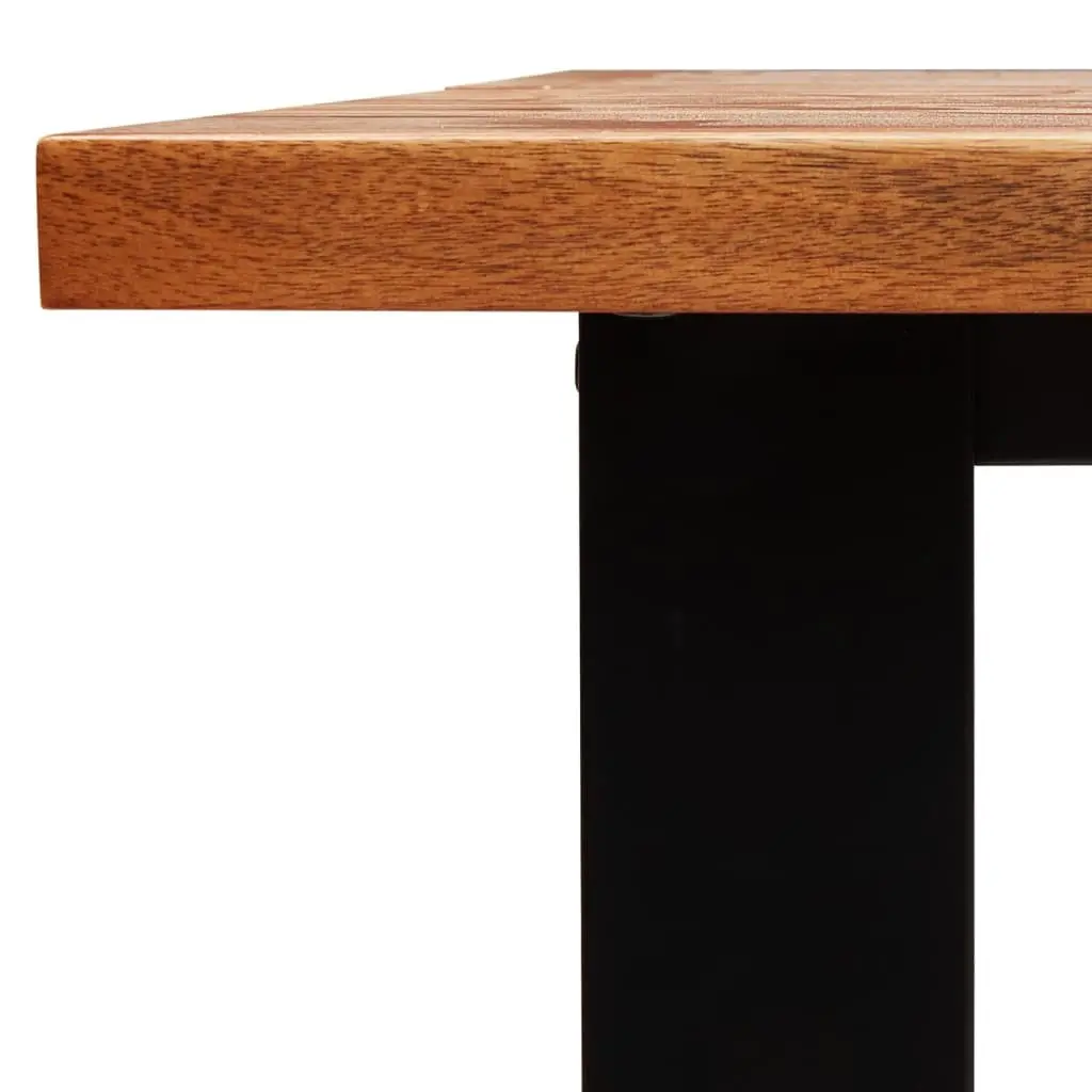 Dining Set Live Edge 3 Piece Solid Wood Acacia Brown Kitchen Table Bench Seats