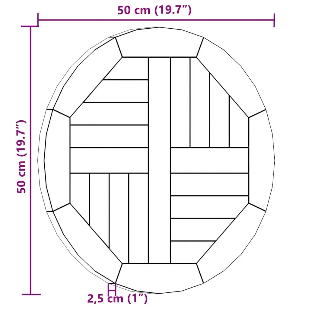 Round Teak Wood Table Top 50cm Diameter for Dining