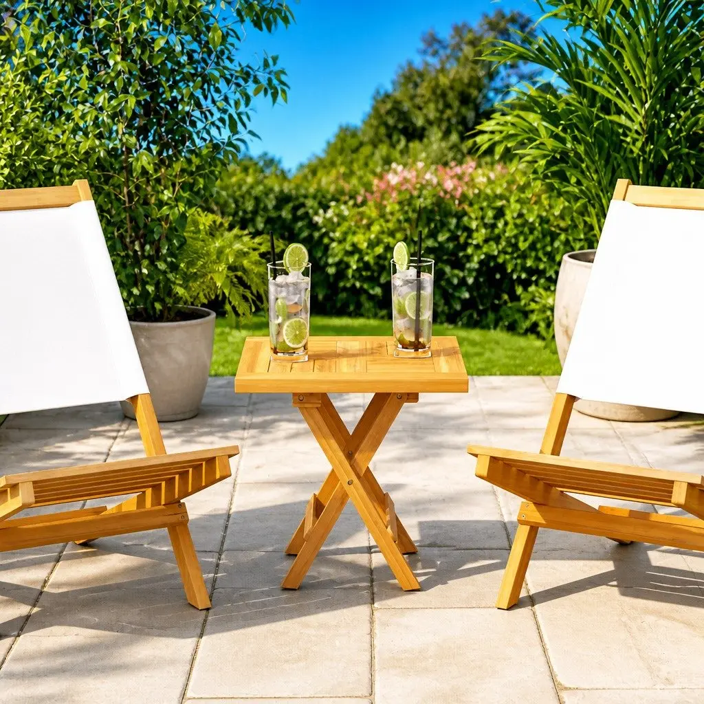 Square Solid Teak Wood Table Top 40x40x2.5cm Brown Replacement Surface