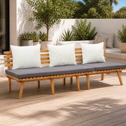 Garden Day Bed Outdoor Lounger 200x65cm Grey Acacia Wood