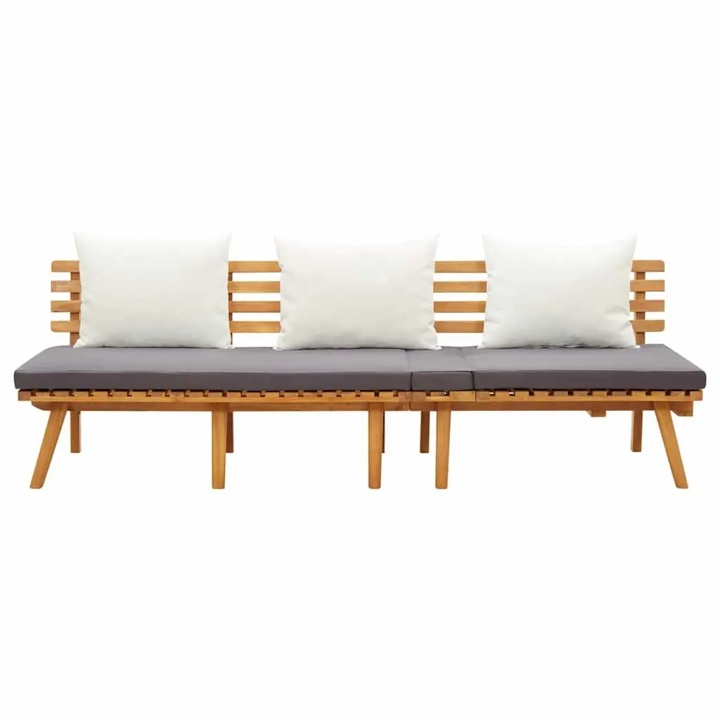Garden Day Bed Outdoor Lounger 200x65cm Grey Acacia Wood