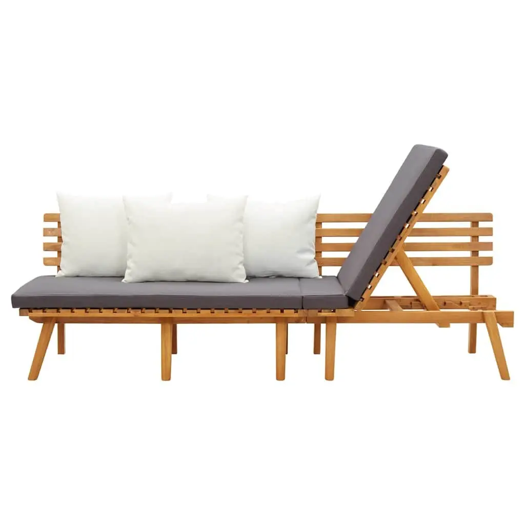 Garden Day Bed Outdoor Lounger 200x65cm Grey Acacia Wood