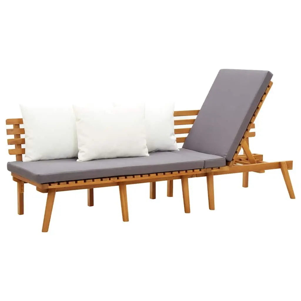 Garden Day Bed Outdoor Lounger 200x65cm Grey Acacia Wood