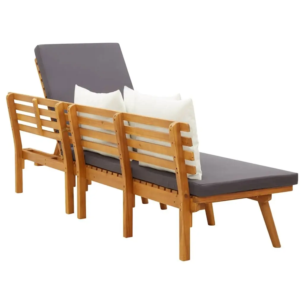 Garden Day Bed Outdoor Lounger 200x65cm Grey Acacia Wood