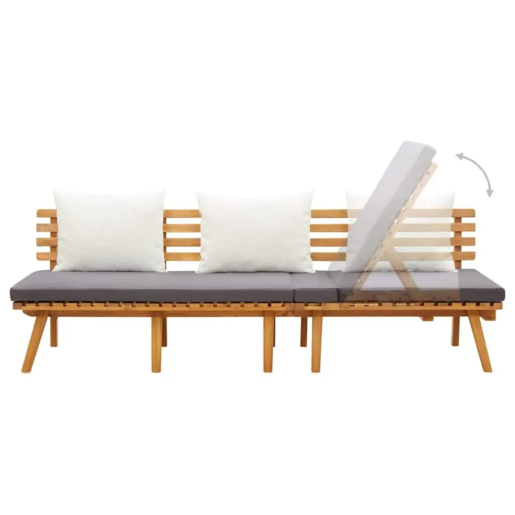 Garden Day Bed Outdoor Lounger 200x65cm Grey Acacia Wood