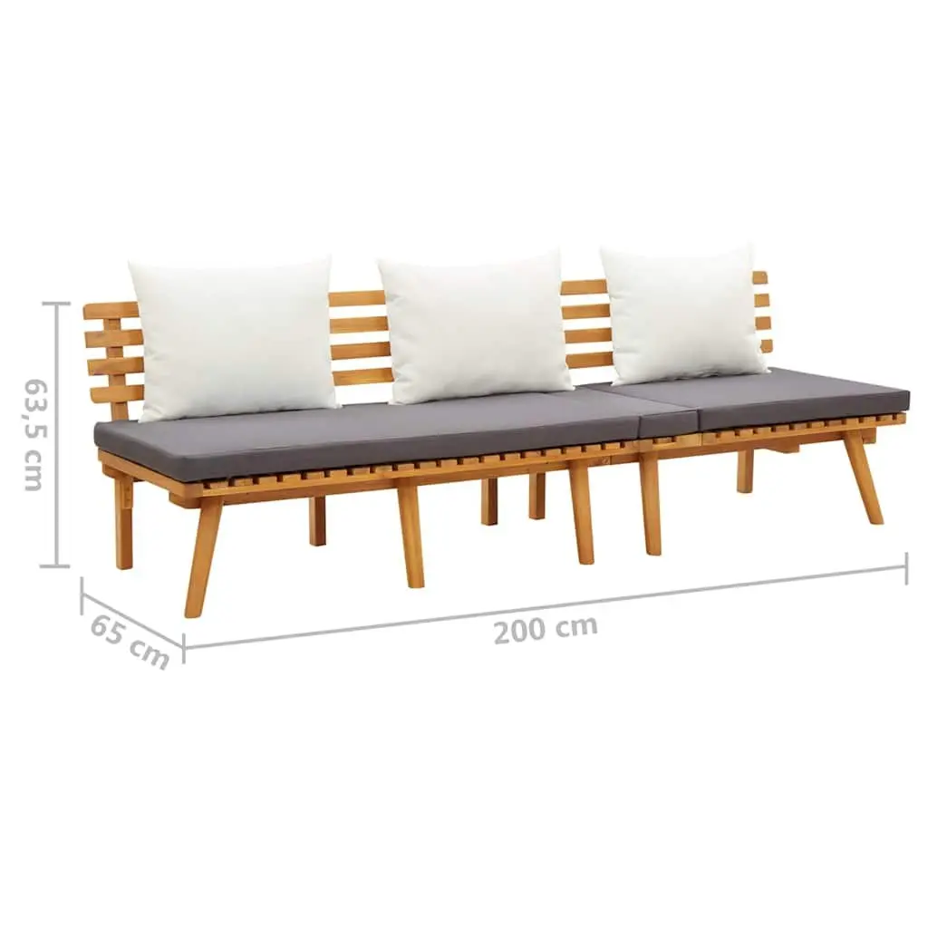 Garden Day Bed Outdoor Lounger 200x65cm Grey Acacia Wood
