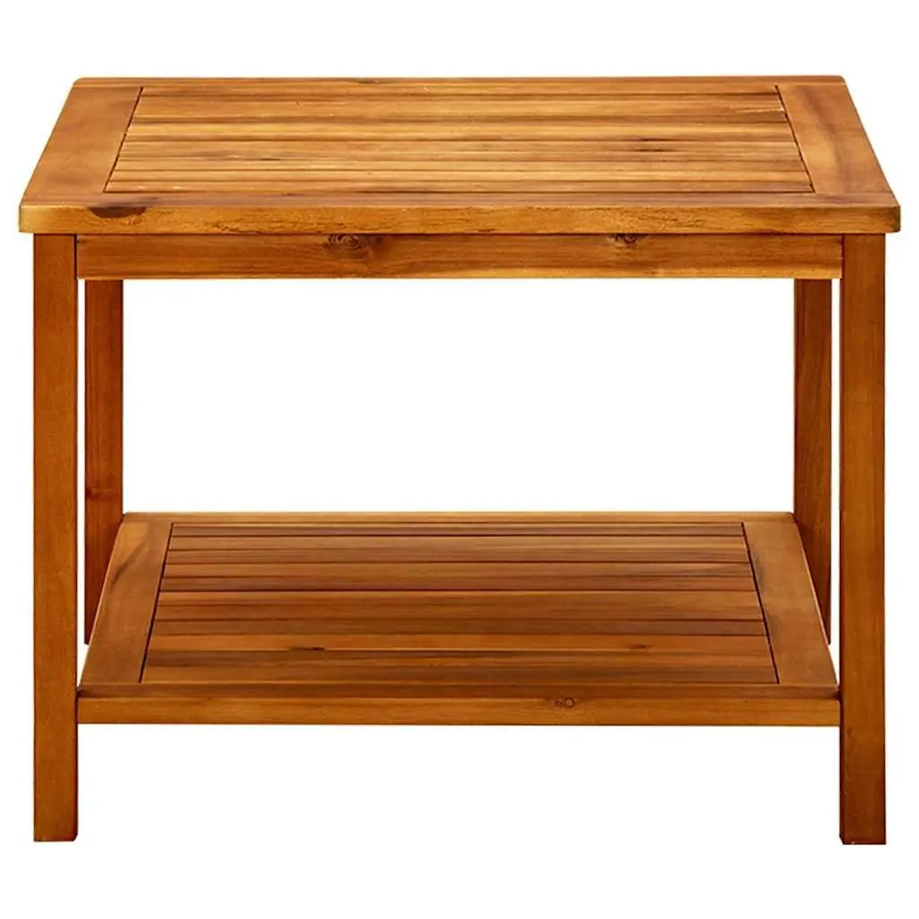 Acacia Wood Coffee Table with Storage Shelf
