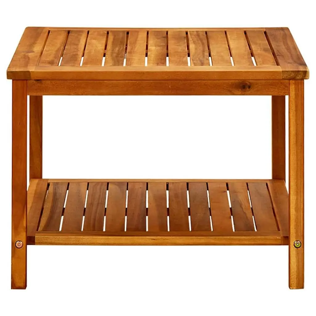 Acacia Wood Coffee Table with Storage Shelf