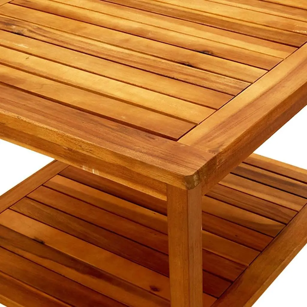 Acacia Wood Coffee Table with Storage Shelf
