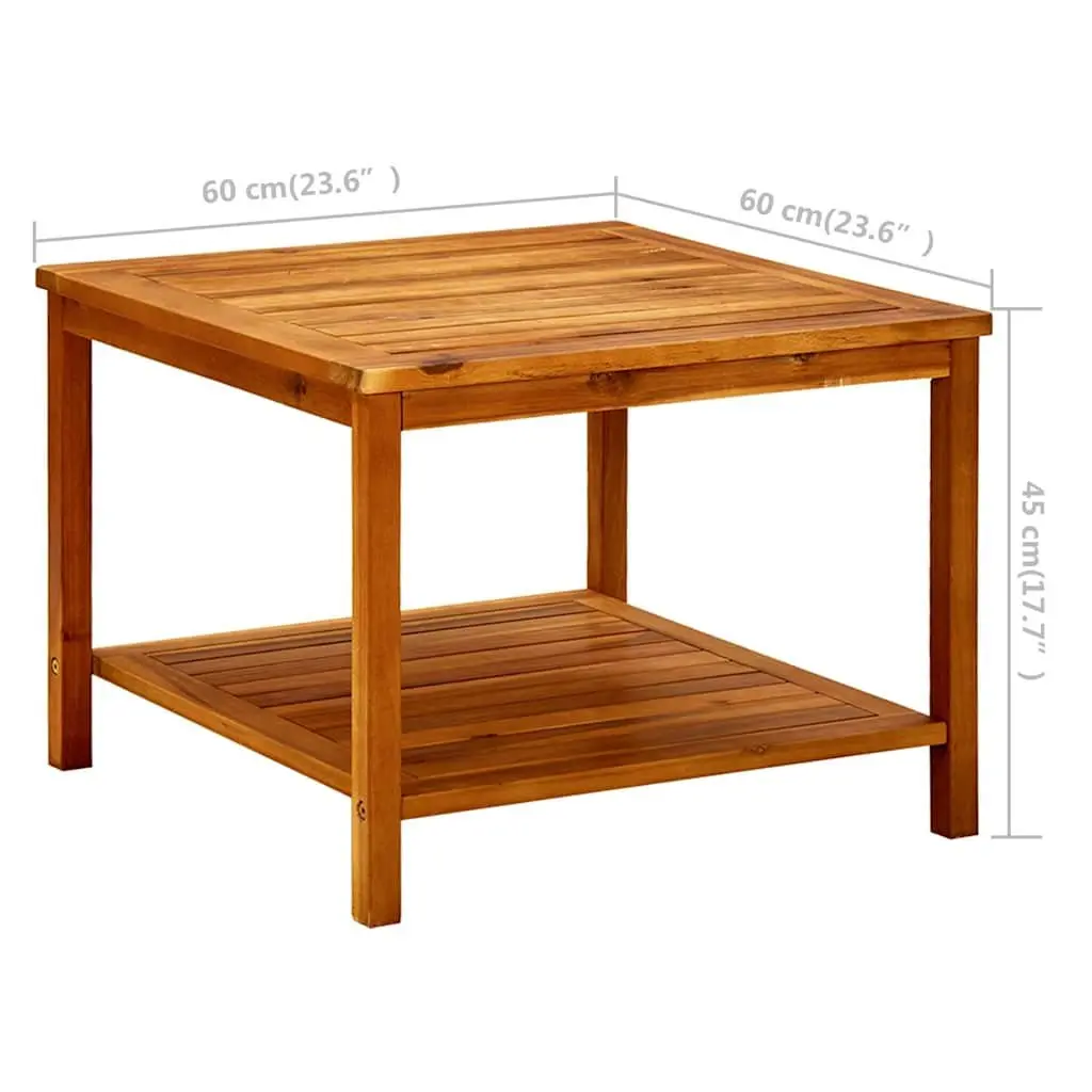 Acacia Wood Coffee Table with Storage Shelf