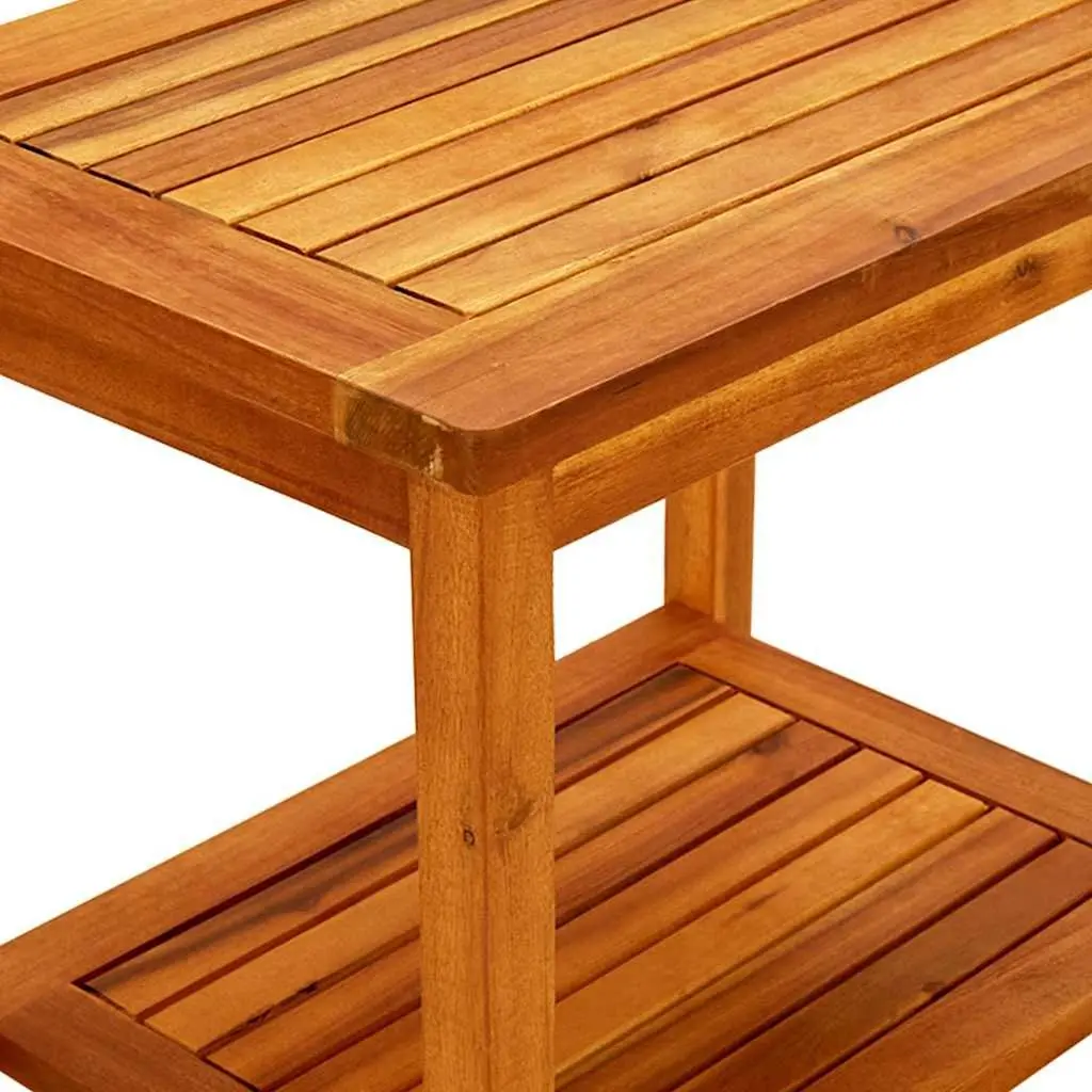 Solid Acacia Wood Coffee Table with Slatted Top
