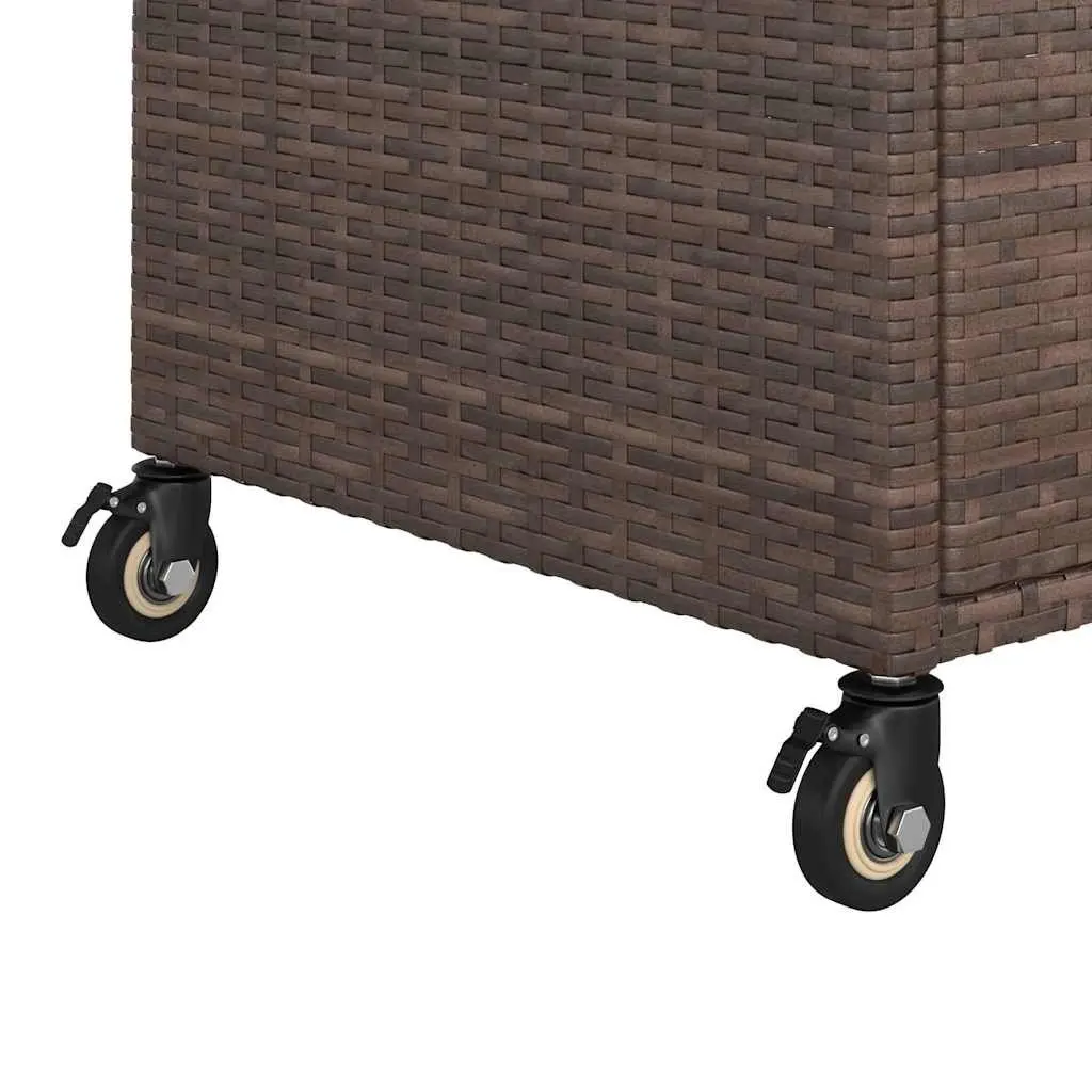Rolling Bar Cart with Drawer in Brown Poly Rattan