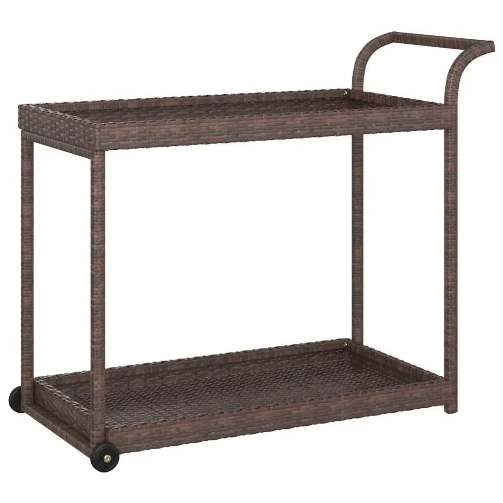 Bar Cart Brown 100x45x83 cm Poly Rattan Kitchen Dining Trolley Service Cart