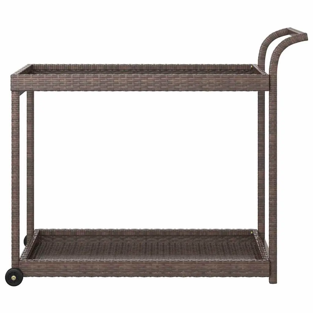 Bar Cart Brown 100x45x83 cm Poly Rattan Kitchen Dining Trolley Service Cart