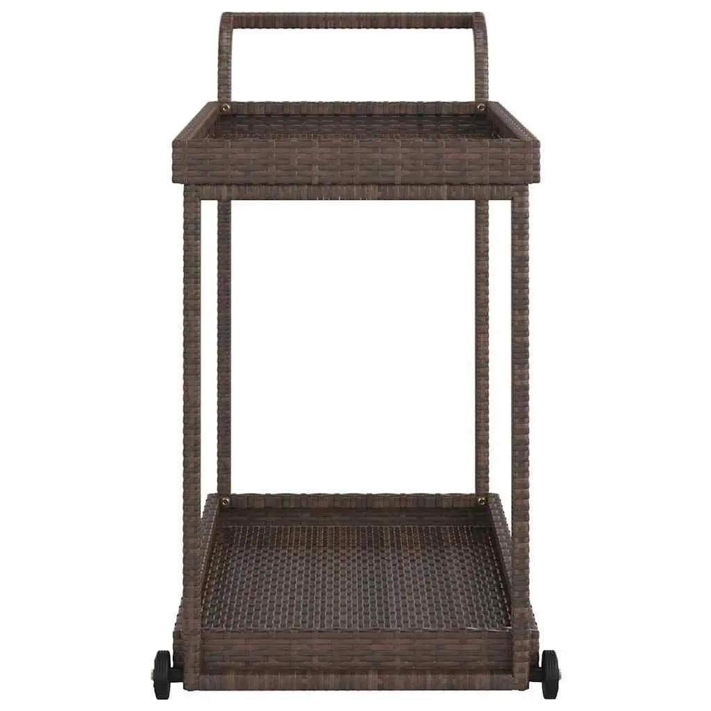 Bar Cart Brown 100x45x83 cm Poly Rattan Kitchen Dining Trolley Service Cart